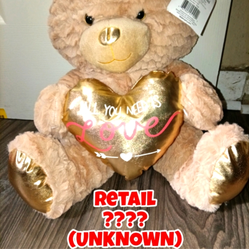 Gold and Tan Teddy Bear with Heart